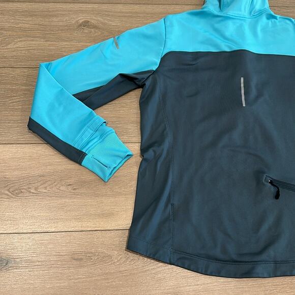 NIKE Gray Blue Dri-Fit Half-Zip Fleece Pullover Running Active Hoodie Size Large - Picture 6 of 13